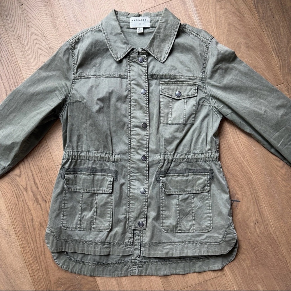 Marrakech Geneva Utility Parka Coat Anthropologie Military Green L Jacket